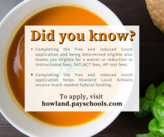 Free and reduced lunch applications must be completed by Friday, October 30, 2020